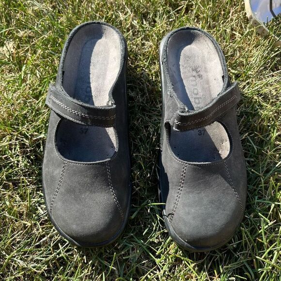 Mephisto Mobils Ergonomic Black Leather/Nubuck Fabienne Mary Jane Mules - 6.5/7 - Picture 9 of 12